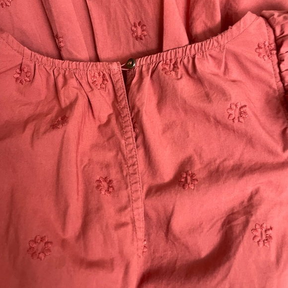 Ulla Johnson Embroidered Clay Orange Dress High Low Flutter Sleeve Pockets - Picture 8 of 9